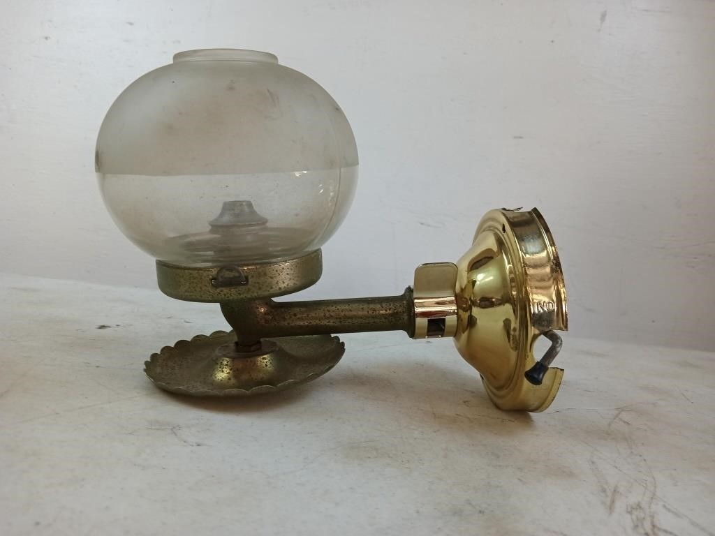 Old gas lamp w/ glass globe