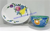 Hand Painted Ceramic Portuguese Fruit Bowl &