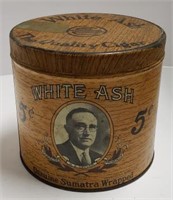 White Ash Cigar Tin, 5 1/2"T