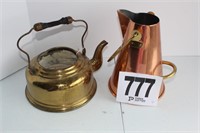 Portuguese Copper Pitcher & Brass Kettle (No Lid)