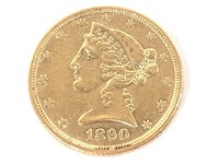 1890 $5 Gold Half Eagle, Better Date