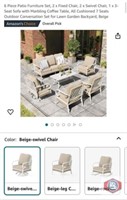 New 1 set; 6 Piece Patio Furniture Set, 2 x Fixed