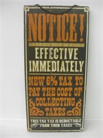Wood Plank Humorous Tax Sign - 7" x 15"