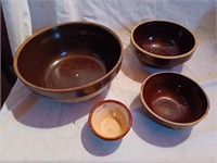 4 Stoneware Bowls largest 10"  dia