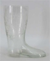 Etched Glass Boot Vase