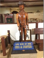 Life size carving of George A. Custer