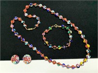 Millefiori Beads Necklace 25.5” Bracelet &