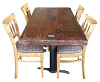 59" Rectangle Wood Ships Hatch  Table + (4) Chairs