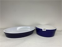 IKEA COBALT BLUE BAKEWARE, OVAL 14" AND ROUND
