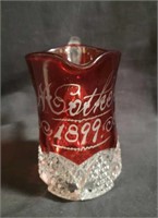 Early ruby flash glass pitcher - Mother 1899