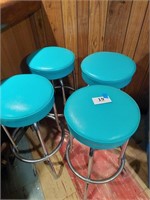 Lot of 4 bar stools, Vintage Baby Blue Color