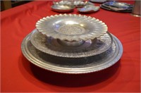 Lot of 3 Pewter Cake Stand/Lazy Susan