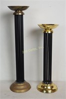 2 Gatco Brass & Black 19" & 16" Candle Sticks