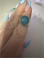 SILVER RING WITH BLUE STONE