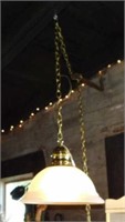 Pendant lamp w/ glass shade & metal chain