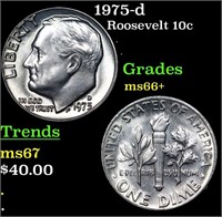 1975-d Roosevelt Dime 10c Grades GEM++ Unc