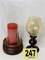 (2) Wooden Candle Holders