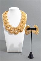 Gold-Tone Braided Necklace & Matching Earring Set