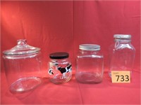 Four Large Lidded Storage Jars