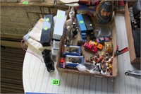 box lot toys and figuirines2 tractor and trailer