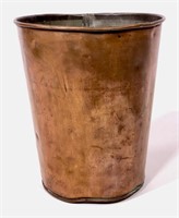 Copper bucket, tapered sides, rolled top edge,