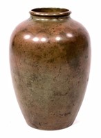 Bronze vase,  chop mark on bottom, 4" dia., 6"T