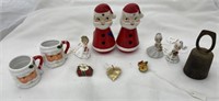 Pile of Christmas Miniatures and Santa Salt and Pe