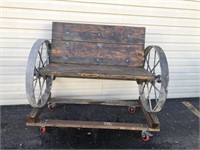 Metal Spoked Wagon Wheel Bench