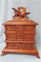 HAND-CARVED WOODEN JEWELLERY BOX