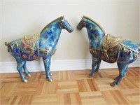 PR.CHINESE CLOISONNE HORSE SCULPTURES with saddles