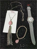 Rose Quartz necklace and bracelet