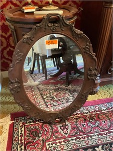 Ornate Carved Wooden Mirror Tray