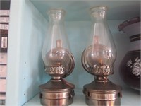 Pr. of Oil Lamps w/Reflector Sheilds