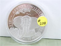 African Wildlife Elephant – 10 oz. .9999 -