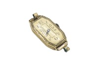 Art Deco enamel & 18ct yellow gold watch