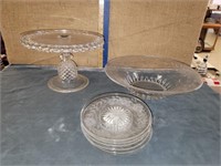 FOOTED CAKE PLATE & SERVING ITEMS