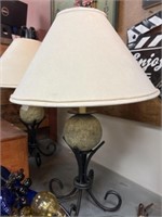 Pair of Metal Base Table Lamps with Sphere Centers