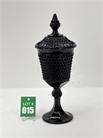 Black Tiara Diamond Indiana Glass Pedestal Jar