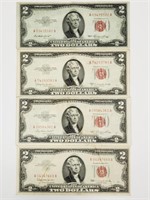(4) $2 United Staes Notes / Bills: 1953 & 1953 C