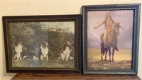 2 Prints - Native American on Horse,Border Collies