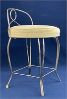 Vintage Vanity stool with cloth seat 14”x 14”x 22
