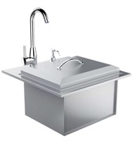 21in Commercial Sink with Lid and Cutting Board
