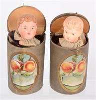 2- EARLY COMPOSITION GIRLS IN PEACH CANS