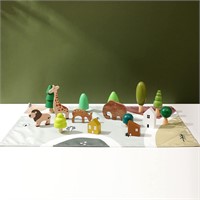 Wooden Tree Animal Toys with Map Set