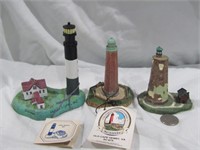 3 Small Lighthouse Figurines