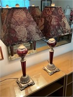 Pair of Ruby Floral Lamps