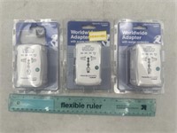 NEW Lot of 3- Travel Smart World Wide Adapter W/