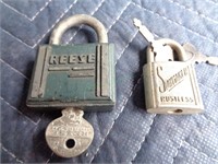 2 Vintage Padlocks Slaymaker and Reese with Keys