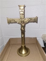 BRASS TABLE TOP CRUCIFIX