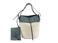 Burberry Blue & White Leather Shoulder Bag